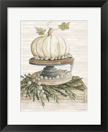 Framed White Pumpkin on Display Print