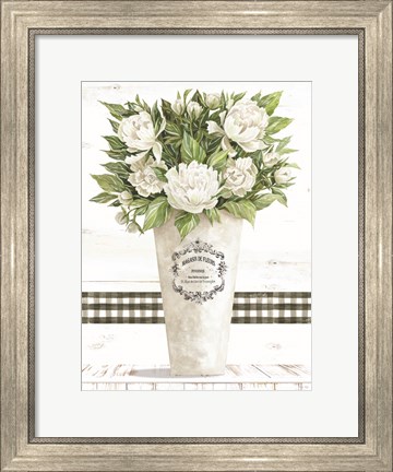 Framed White Peonies Print