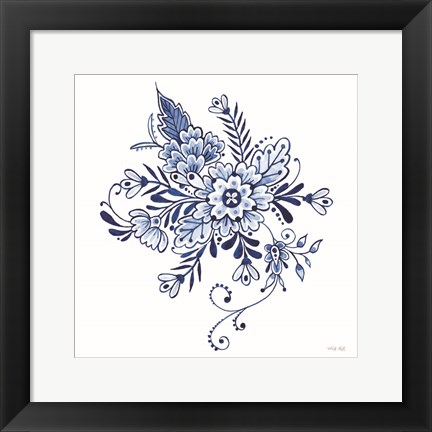 Framed Blue &amp; White Flowers I Print