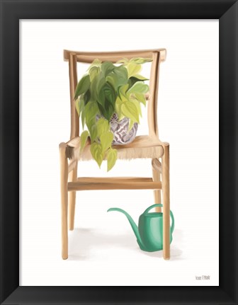 Framed Plant Lover Wicker Chair Print