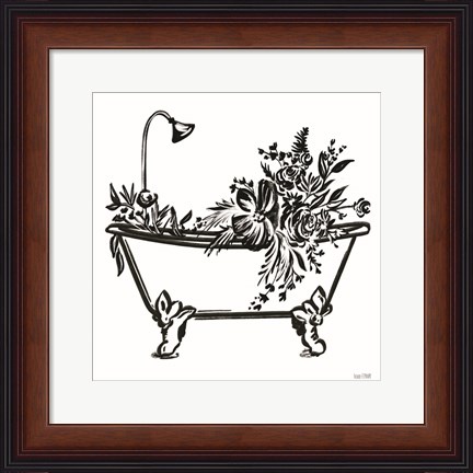 Framed Vintage Floral Tub I Print