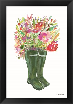 Framed Blooms and Boots Print