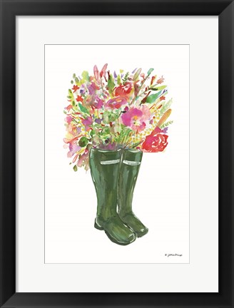 Framed Blooms and Boots Print