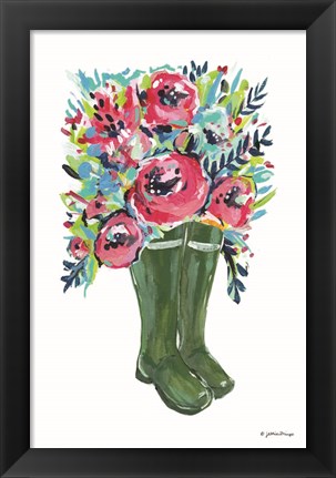 Framed Rainboots and Ranunculus Print