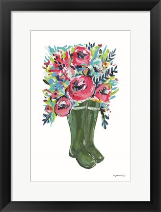 Framed Rainboots and Ranunculus Print