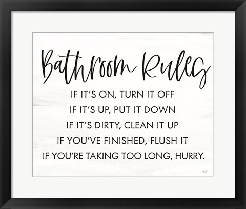 Framed Bathroom Rules Print