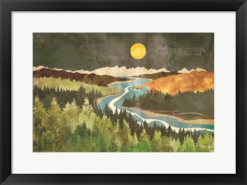 Framed Mountain Moonlight Print