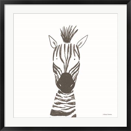 Framed Zebra Line Drawing Print