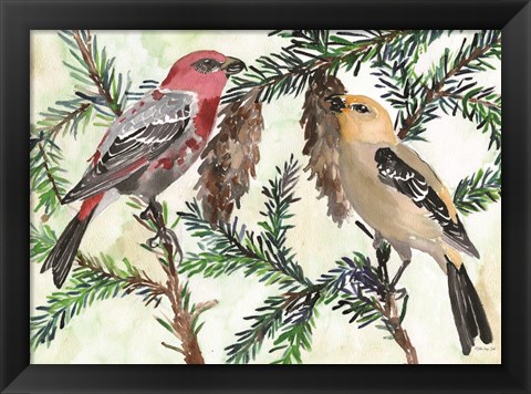 Framed Bird and Branch Duet Print