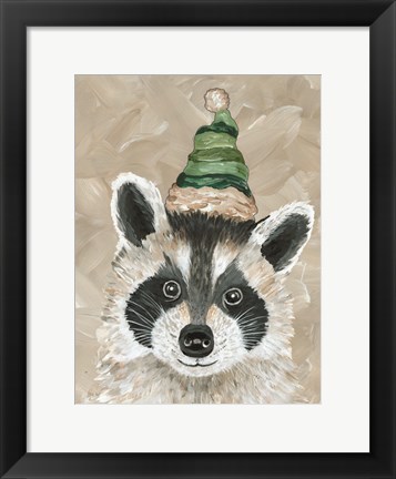 Framed Christmas Raccoon Print