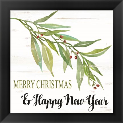 Framed Merry Christmas and Happy New Year Print