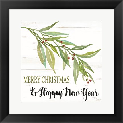 Framed Merry Christmas and Happy New Year Print