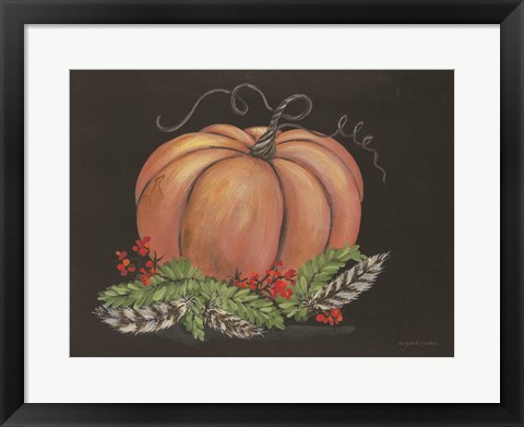 Framed Pumpkin and Feathers Print