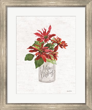 Framed Merry Christmas Poinsettia Print