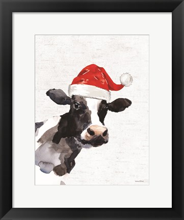 Framed Christmas Cow Print