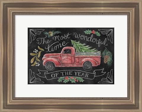 Framed Christmas Chalk V Print