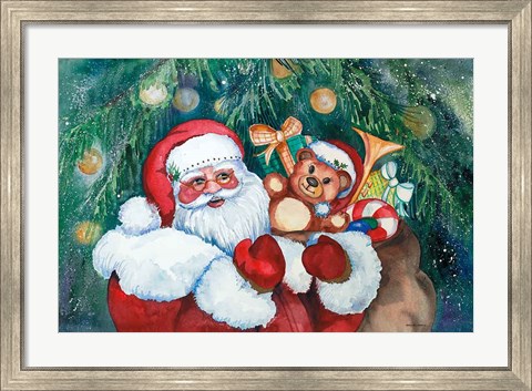 Framed Jolly Santa Print