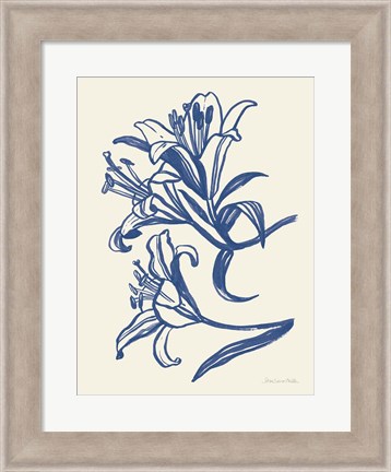 Framed Ink Lilies II Blue Print