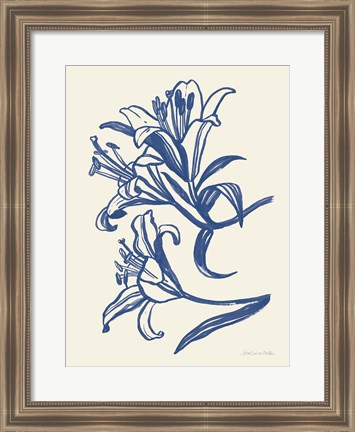 Framed Ink Lilies II Blue Print