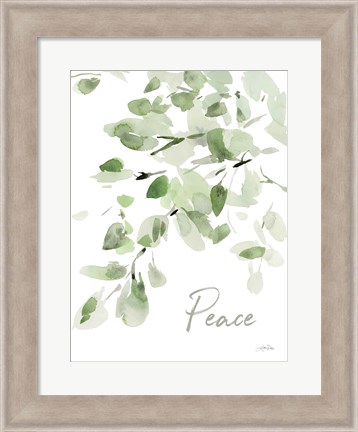 Framed Cascading Branches I Peace Print