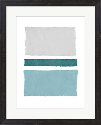 Framed Painted Weaving V Blue Green Print