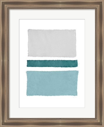 Framed Painted Weaving V Blue Green Print