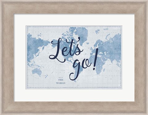 Framed Blueprint World Map Lets Go Print