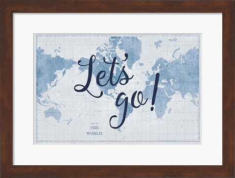 Framed Blueprint World Map Lets Go Print