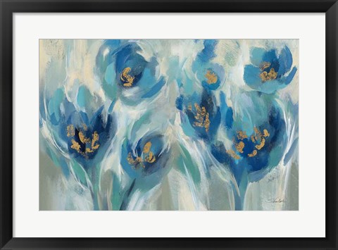 Framed Blue Fairy Tale Floral III Print