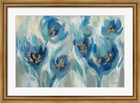 Framed Blue Fairy Tale Floral III Print