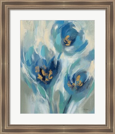 Framed Blue Fairy Tale Floral I Print