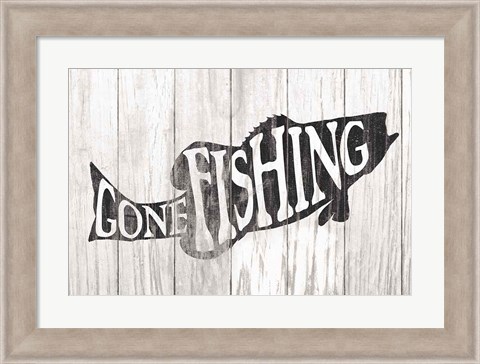 Framed Gone Fishing Sign Print