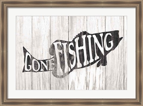 Framed Gone Fishing Sign Print