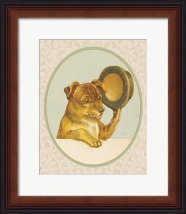 Framed Dog with Hat I Print