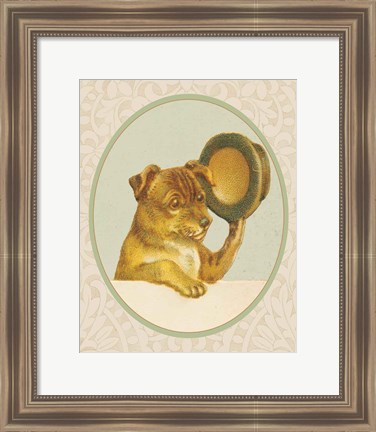 Framed Dog with Hat I Print