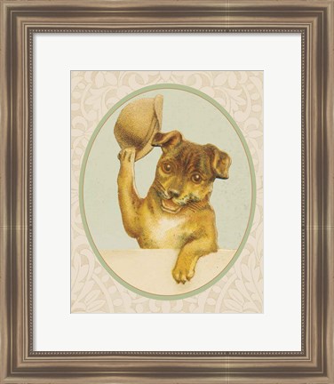 Framed Dog with Hat II Print