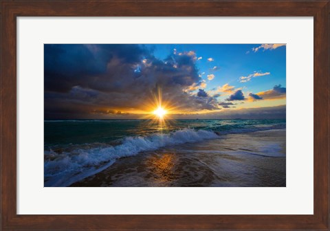 Framed Sunrise Over Miami Beach Print