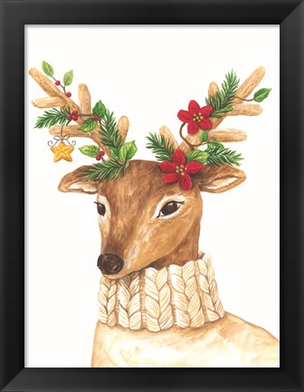 Framed Christmas Deer Print