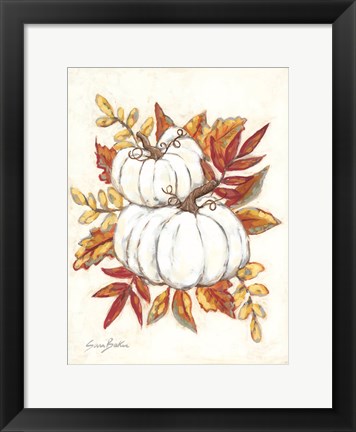 Framed White Pumpkin Fall Foliage Print