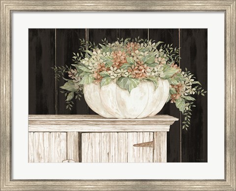 Framed Fall Floral Pumpkin Print