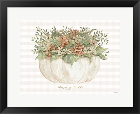 Framed Happy Fall Pumpkin Floral Print