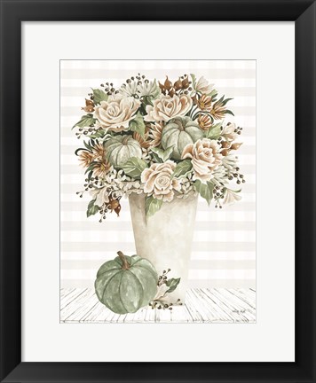 Framed Fall Floral with Pumpkins I Print