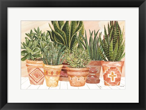 Framed Aztec Potted Plants Print