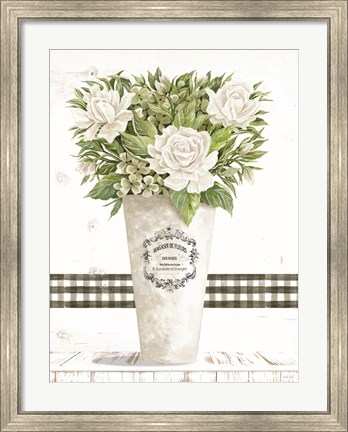 Framed White Roses Print