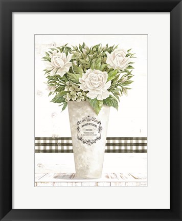 Framed White Roses Print