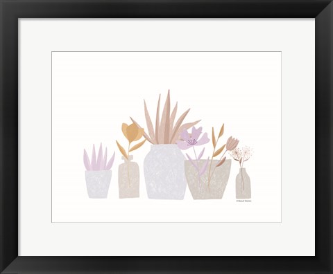 Framed Flower Vases in a Row Print