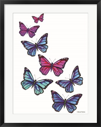 Framed Vibrant Flying Butterflies Print