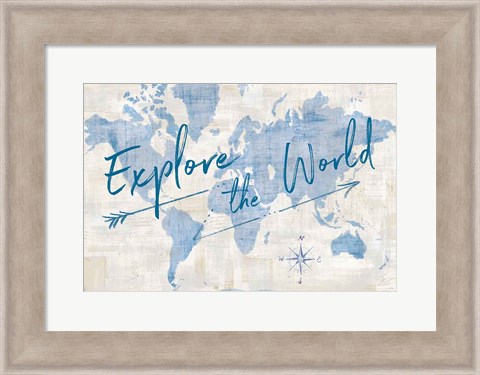 Framed World Map Collage Explore Print