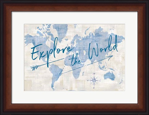 Framed World Map Collage Explore Print