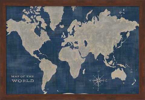 Framed World Map Collage Deep Print